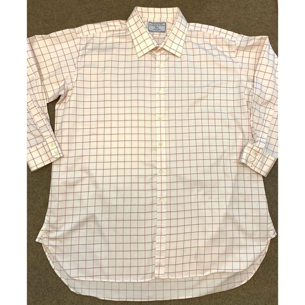 Charles Tyrwhitt Dress Shirt Mens 19/37 Check Plaid Long Sleeve Spread Collar